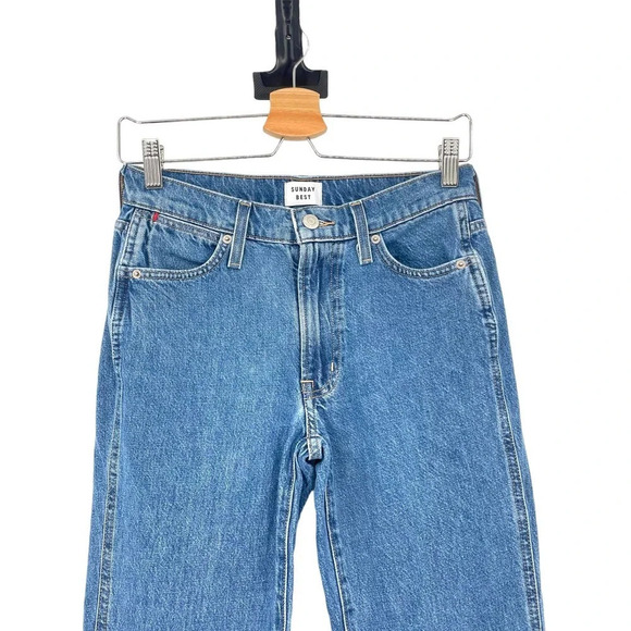 Aritzia Sunday Best Zinger Jeans Mid Rise Flare 90s Medium Wash Blue Size 25 - Picture 3 of 9